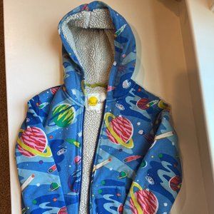 Mini Boden Boys 8-9y Full-Zip Hoodie (Space, borg-lined)
